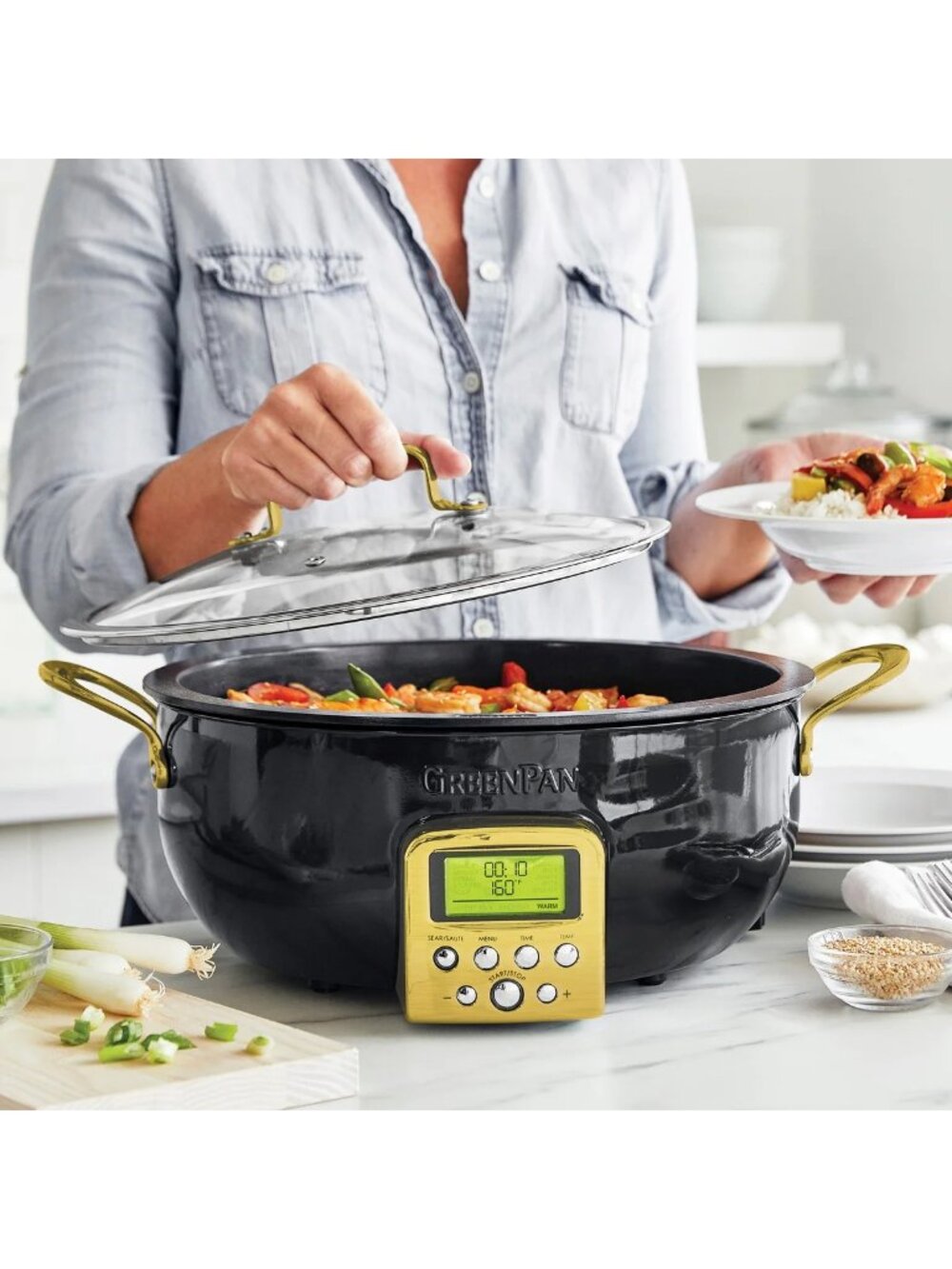 NWB GreenPan Elite 6QT Essential Smart Skillet Black
